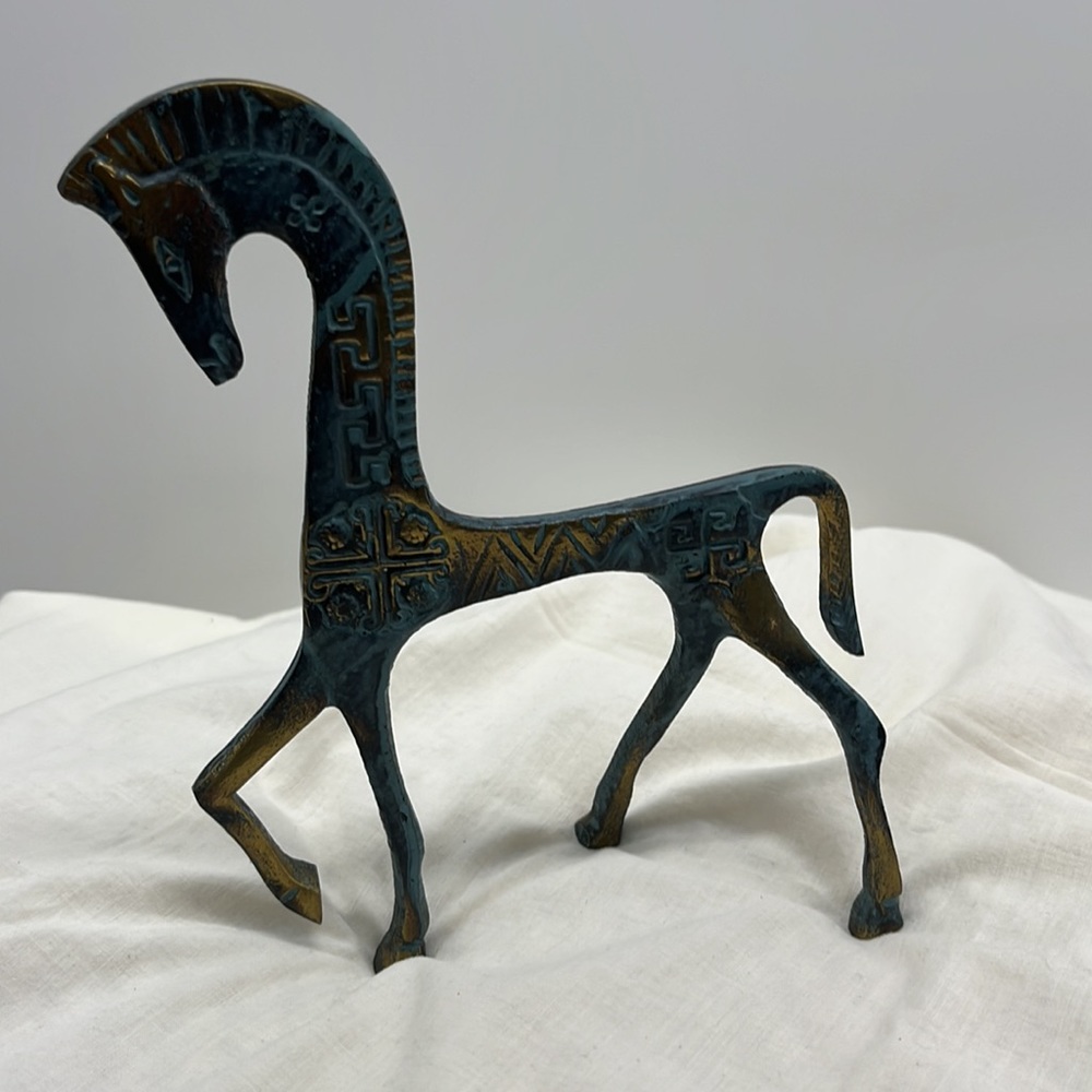 Brass Patina Greek Horse Figure - Picture 5 of 7